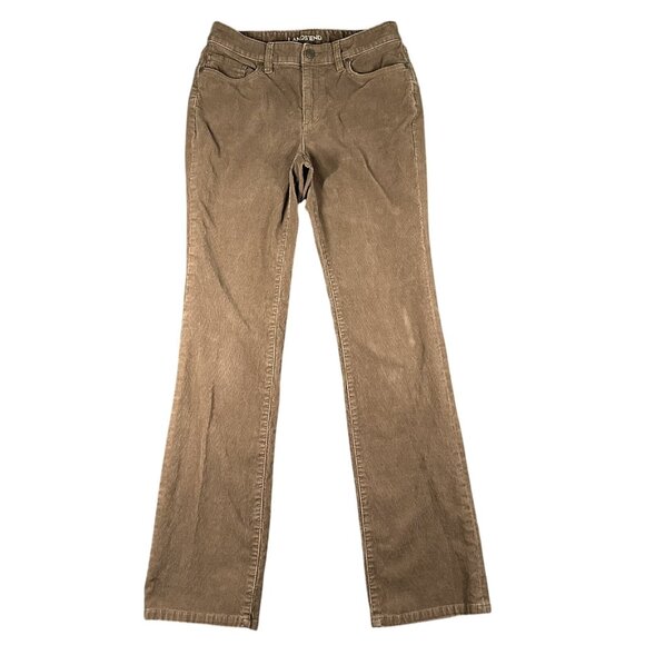 Lands End Pants Womens 6 Brown Mid Rise Demi Bootcut Corduroy Stretch 30x32 - Picture 1 of 14